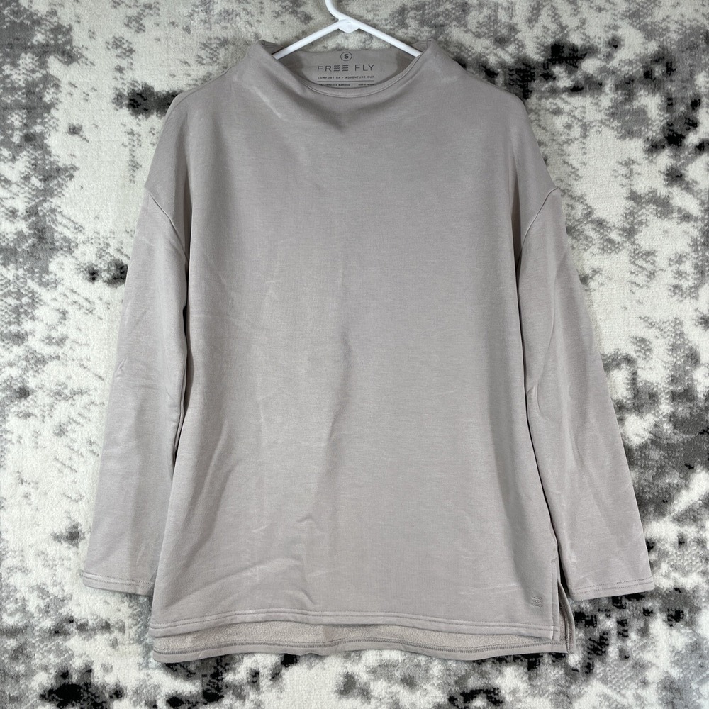 Free Fly Sweater Womens Size Small‎ Gray High neck Long Sleeve Viscose Comfort